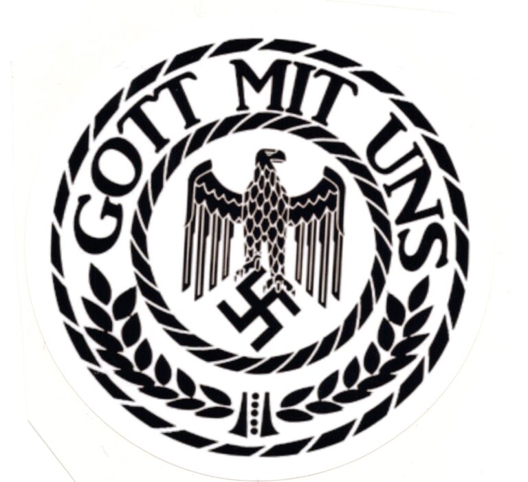 Gott Mit Uns Sticker White Military Print